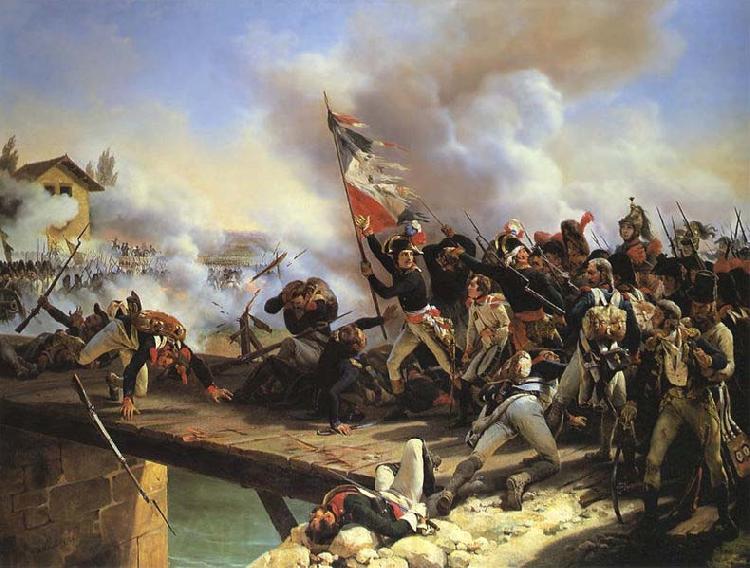 Horace Vernet Napoleon Bonaparte leading his troops over the bridge of Arcole France oil painting art